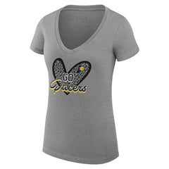 NBA Indiana Pacers G-III 4Her by Carl Banks Women's Super-Slim Fit Lightweight Leopard Heart V-Neck T-Shirt