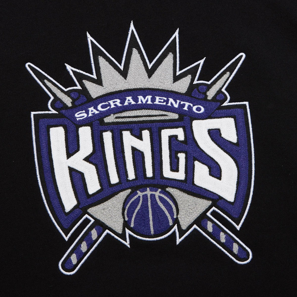 NBA Sacramento Kings Chainstitch Applique Vintage Heavyweight Pullover Hoodie