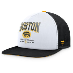 NHL White/Black Boston Bruins Fanatics Decades Collection Foam Front Snapback Hat