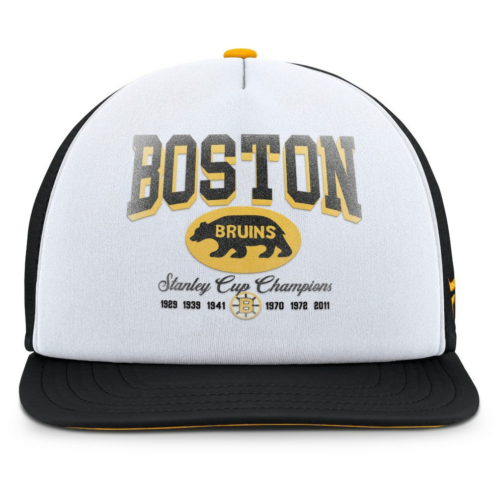 NHL White/Black Boston Bruins Fanatics Decades Collection Foam Front Snapback Hat