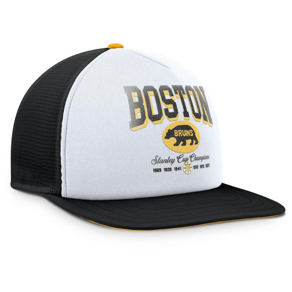 NHL White/Black Boston Bruins Fanatics Decades Collection Foam Front Snapback Hat