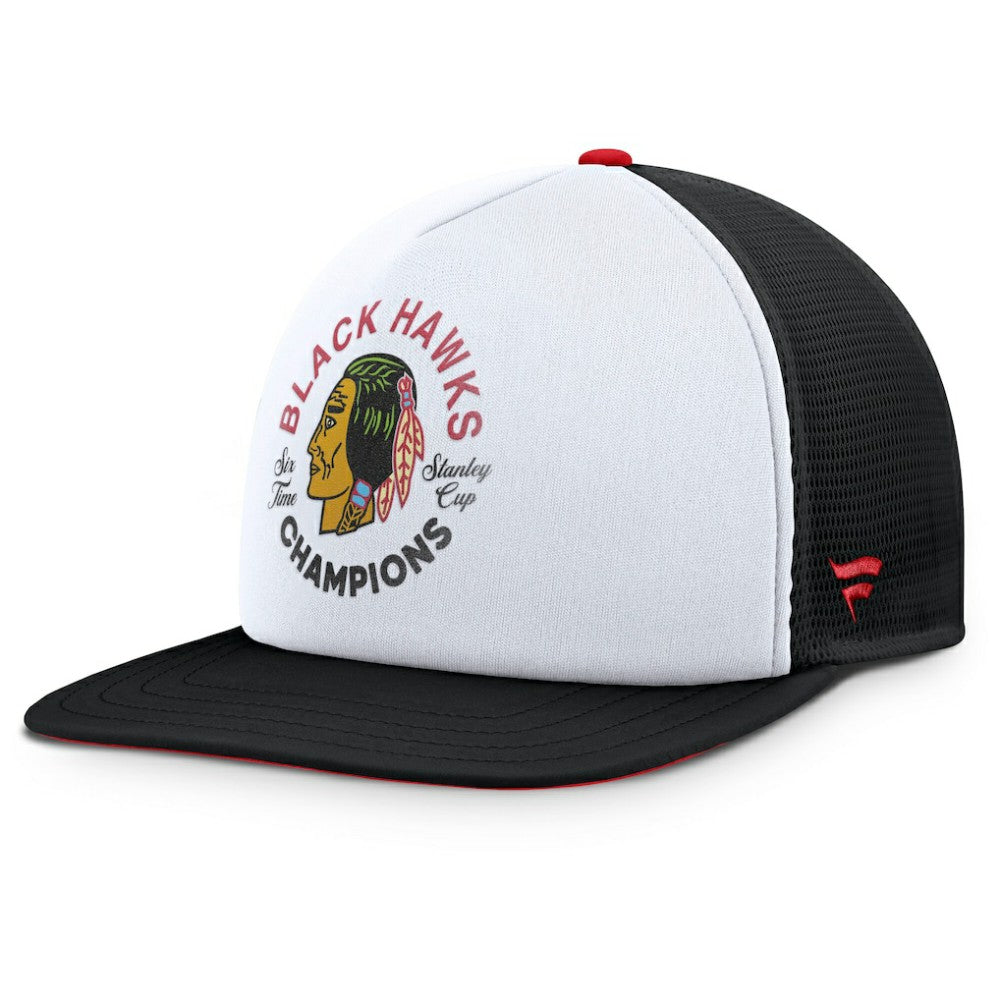NHL White/Black Chicago Blackhawks Fanatics Decades Collection Foam Front Snapback Hat
