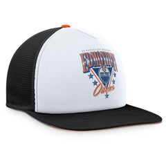 NHL White/Black Edmonton Oilers Fanatics Decades Collection Foam Front Snapback Hat