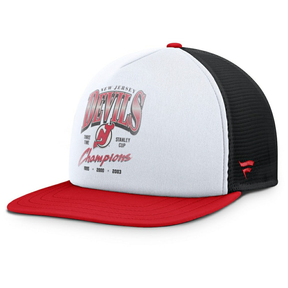 NHL White/Red New Jersey Devils Fanatics Decades Collection Foam Front Snapback Hat