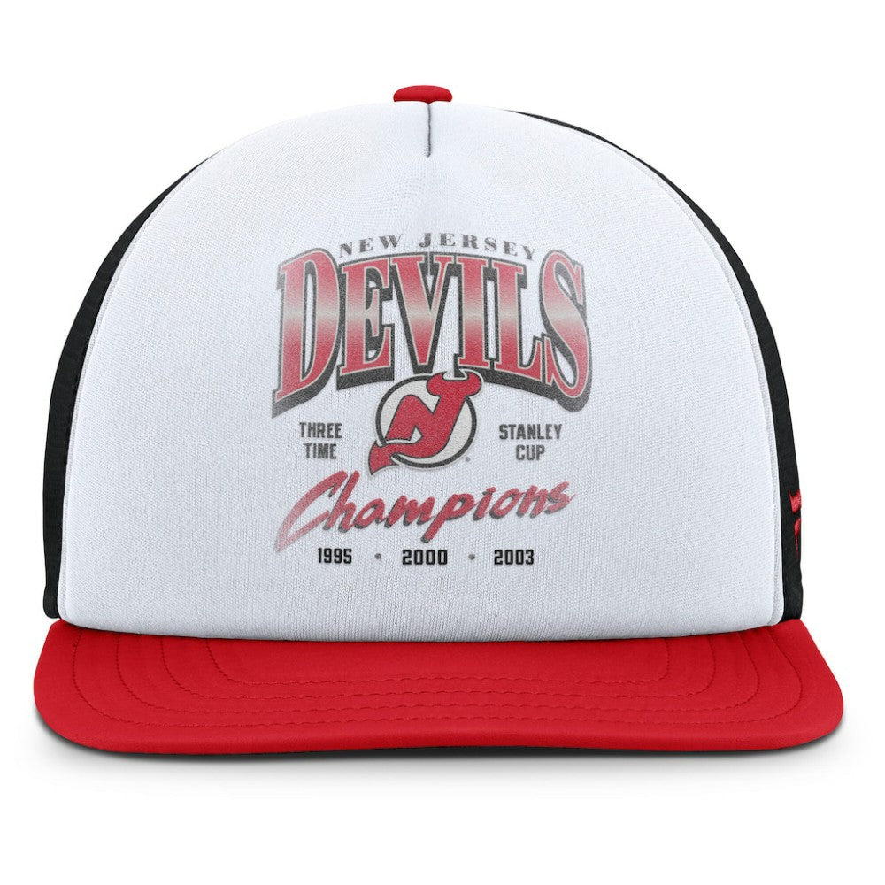 NHL White/Red New Jersey Devils Fanatics Decades Collection Foam Front Snapback Hat