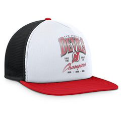 NHL White/Red New Jersey Devils Fanatics Decades Collection Foam Front Snapback Hat
