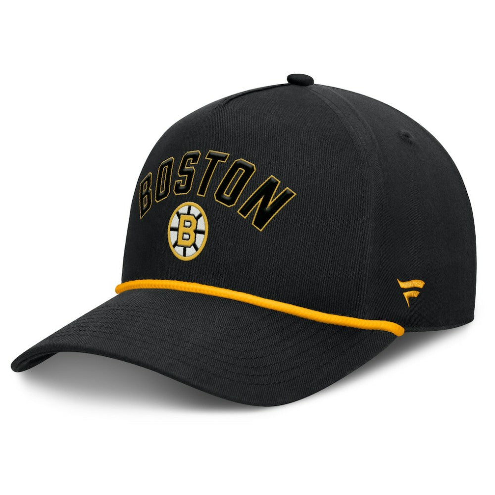 NHL Black Boston Bruins Fanatics Decades Collection A-Frame Rope Adjustable Hat