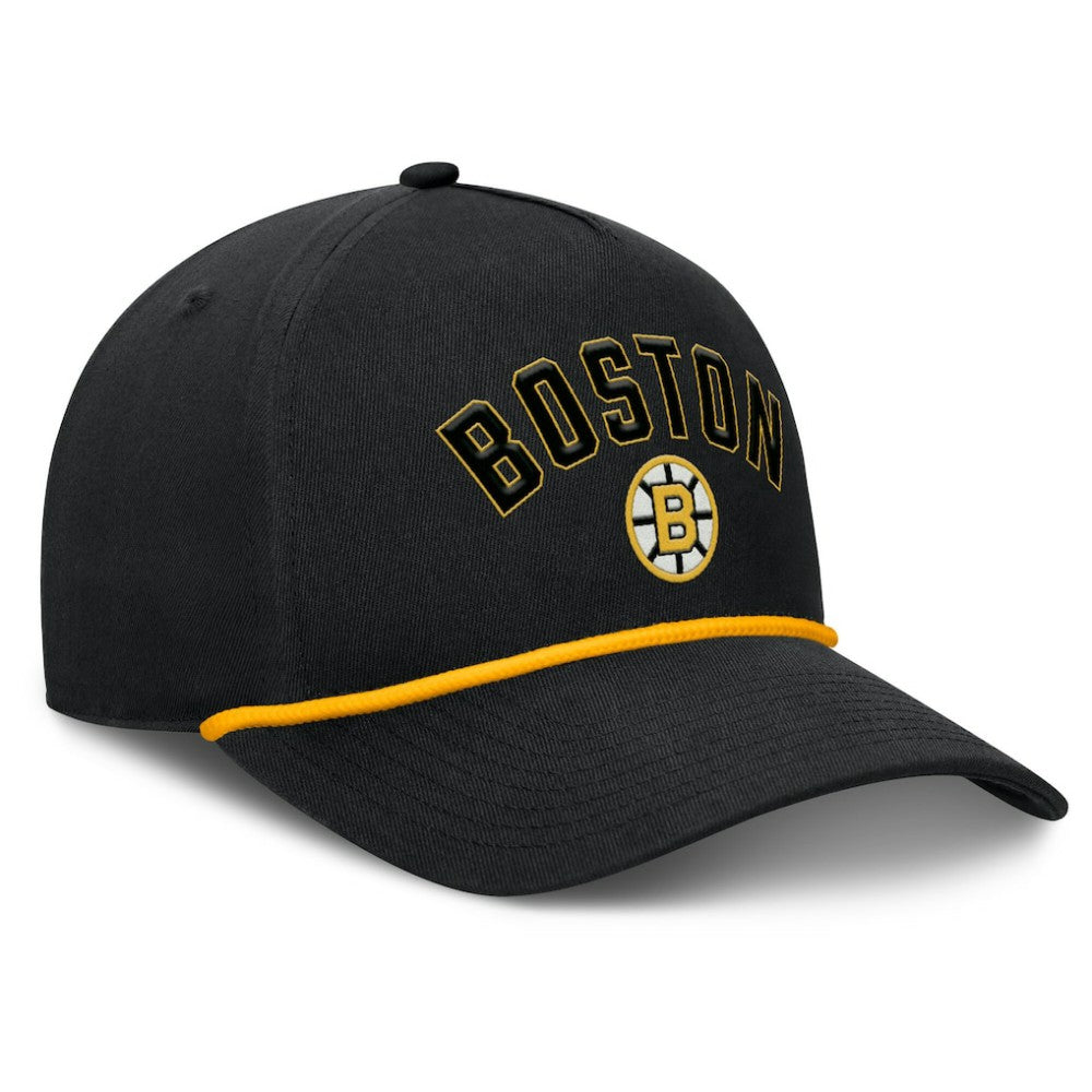 NHL Black Boston Bruins Fanatics Decades Collection A-Frame Rope Adjustable Hat