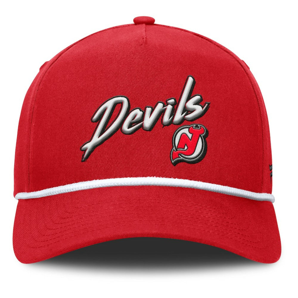 NHL Red New Jersey Devils Fanatics Decades Collection A-Frame Rope Adjustable Hat