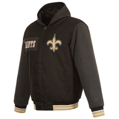 JH Design Reversible Twill Hoodie Full-Zip Jacket - New Orleans Saints