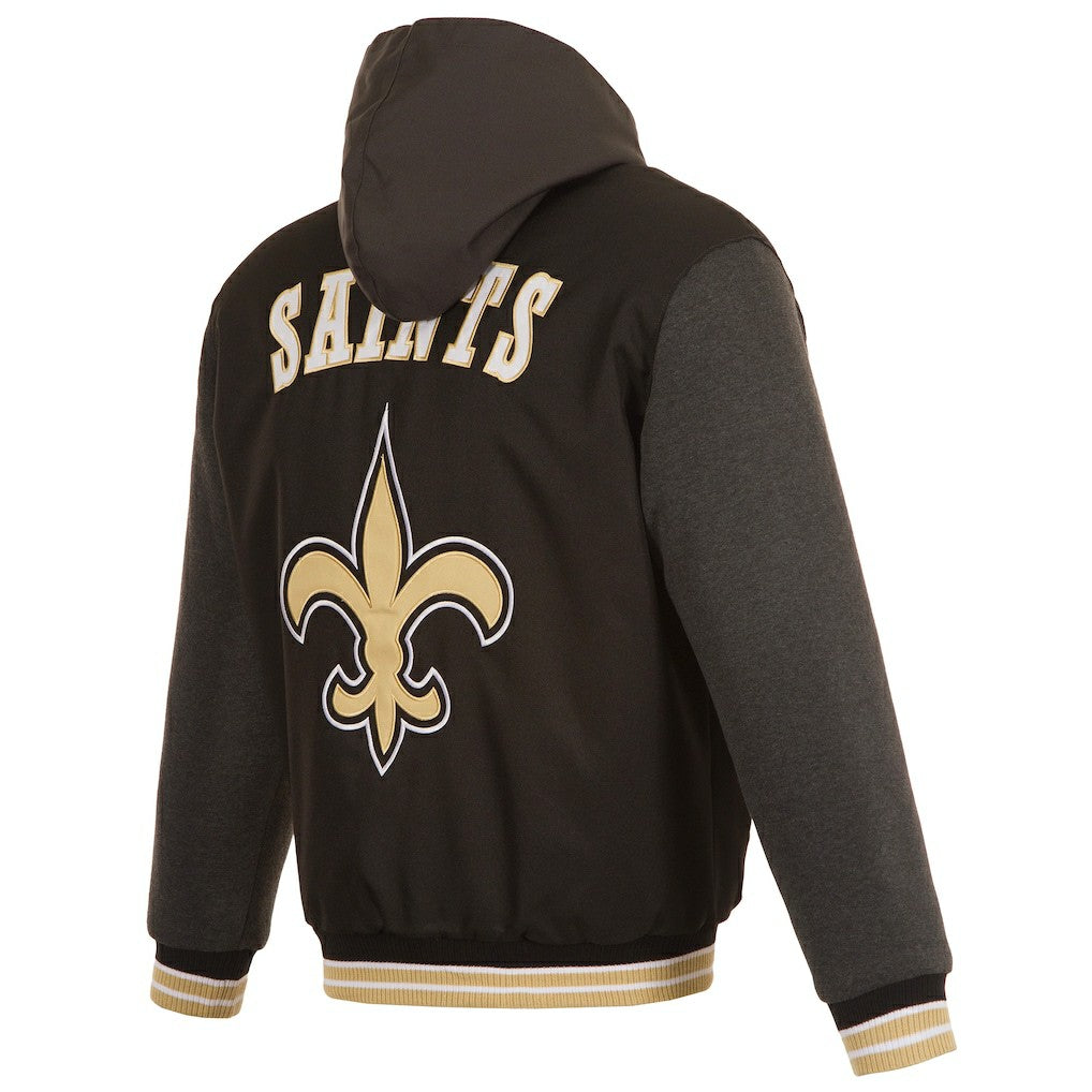 JH Design Reversible Twill Hoodie Full-Zip Jacket - New Orleans Saints