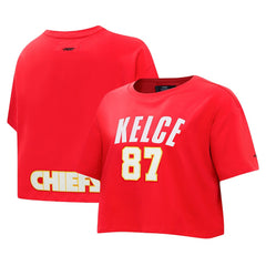 Travis Kelce  Pro Standard Women's Player Name & Number Cropped Boxy T-Shirt - Kansas City Chiefs