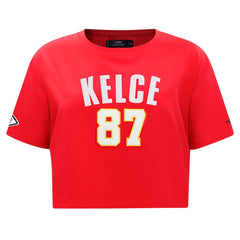Travis Kelce  Pro Standard Women's Player Name & Number Cropped Boxy T-Shirt - Kansas City Chiefs