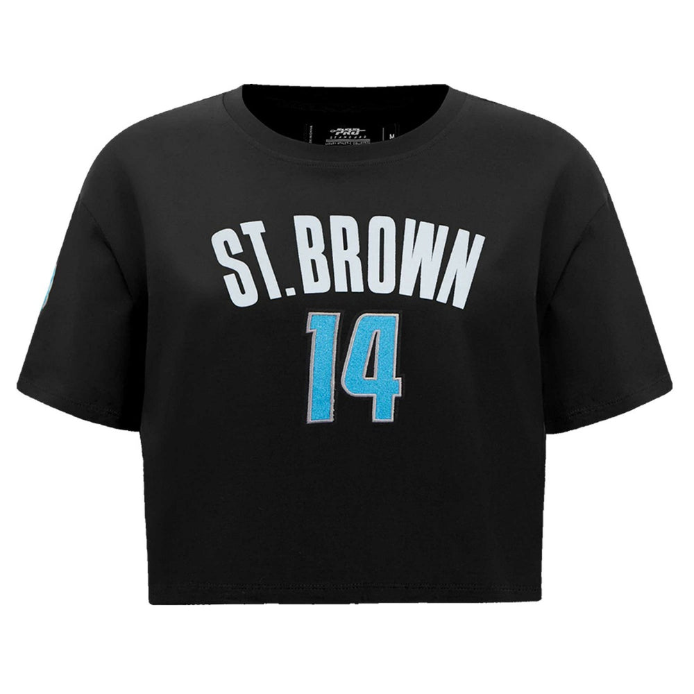 Amon-Ra St. Brown  Pro Standard Women's Player Name & Number Cropped Boxy T-Shirt - Detroit Lions