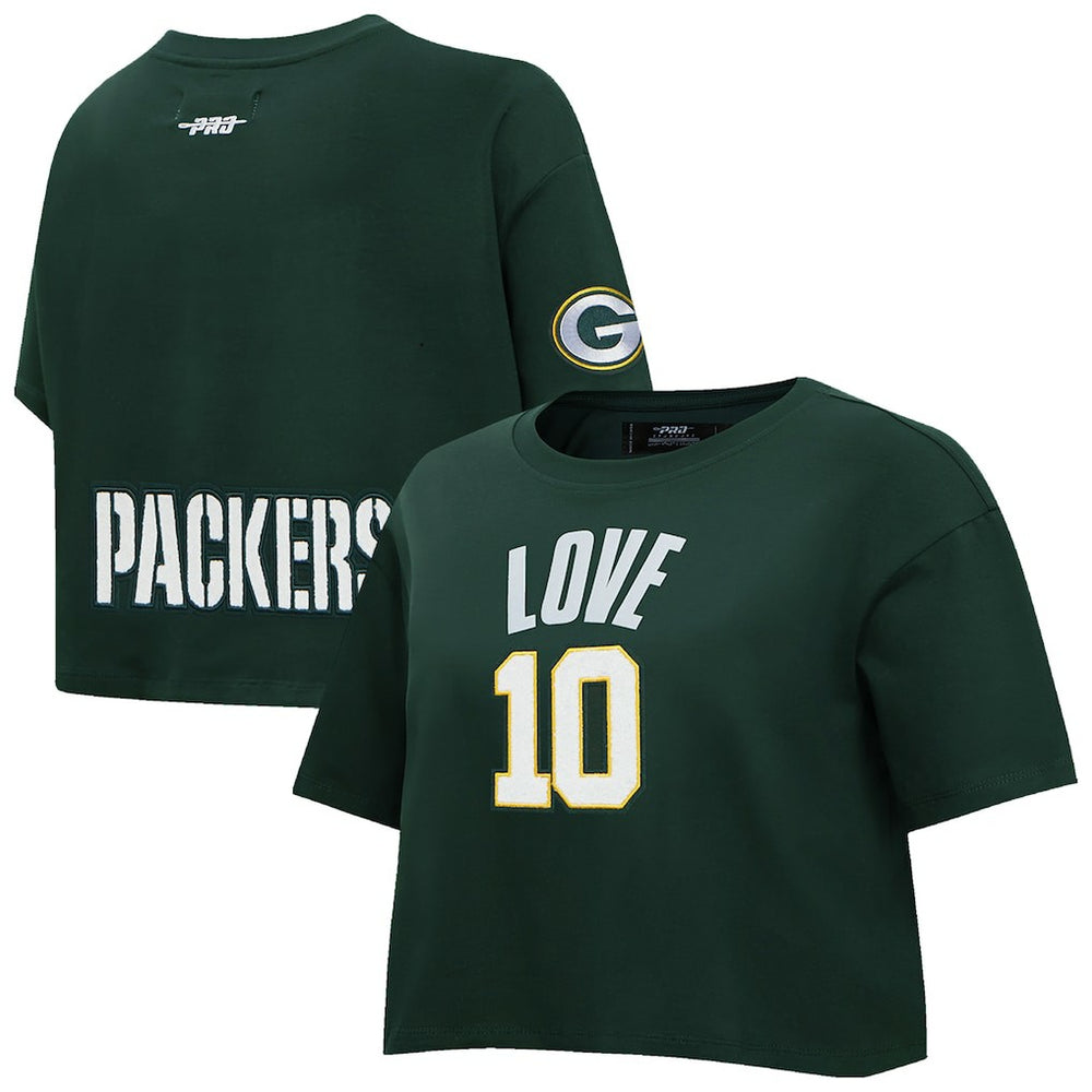Jordan Love  Pro Standard Women's Player Name & Number Cropped Boxy T-Shirt - Green Bay Packers