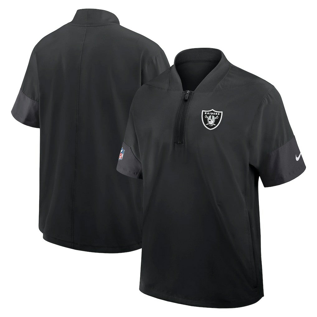 Sideline Short Sleeve Quarter-Zip Dri-FIT Coach Jacket - Las Vegas Raiders
