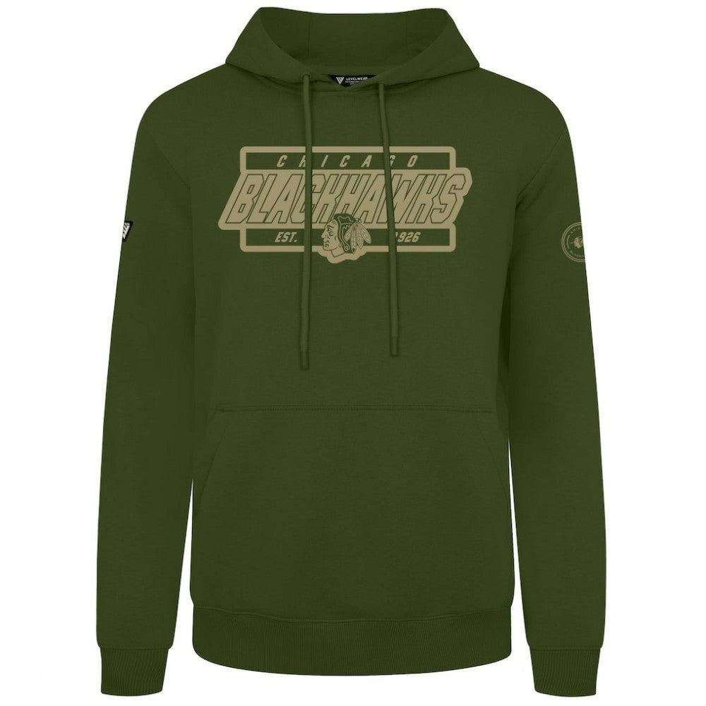 NHL Olive Chicago Blackhawks Levelwear Podium Pullover Hoodie