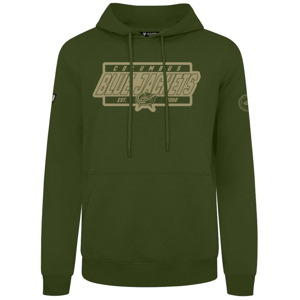 NHL Olive Columbus Blue Jackets Levelwear Podium Pullover Hoodie