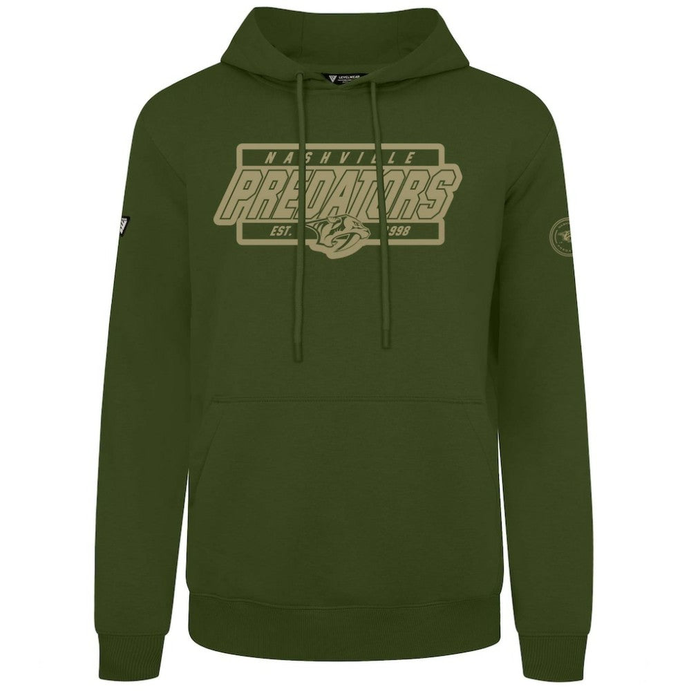 NHL Olive Nashville Predators Levelwear Podium Pullover Hoodie