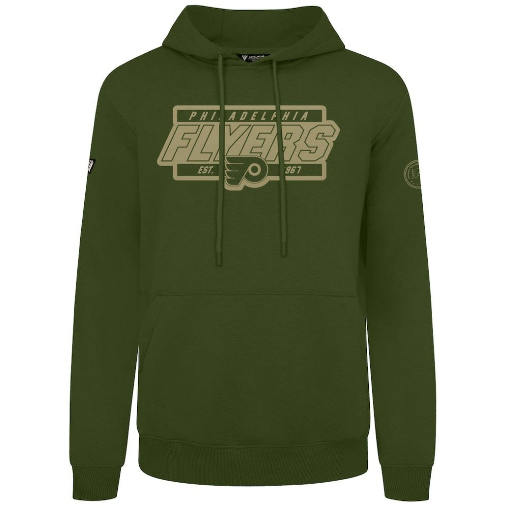 NHL Olive Philadelphia Flyers Levelwear Podium Pullover Hoodie