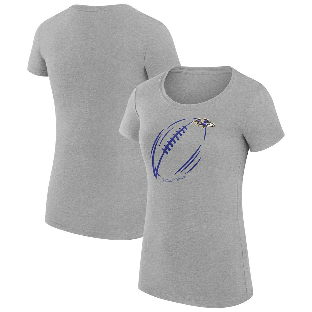 G-III 4Her by Carl Banks Women's Super-Slim Fit Lightweight Subtle Football T-Shirt - Baltimore Ravens