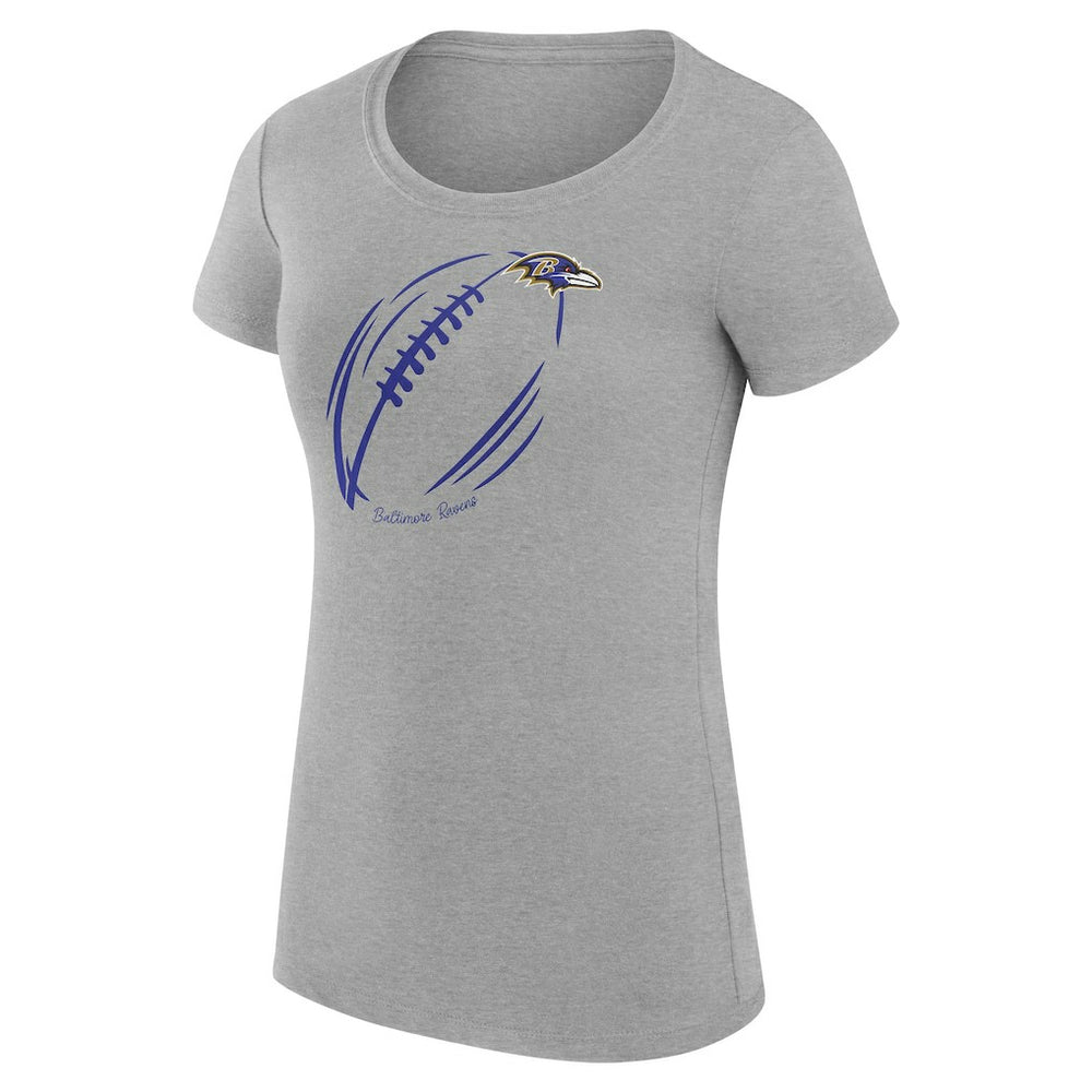 G-III 4Her by Carl Banks Women's Super-Slim Fit Lightweight Subtle Football T-Shirt - Baltimore Ravens