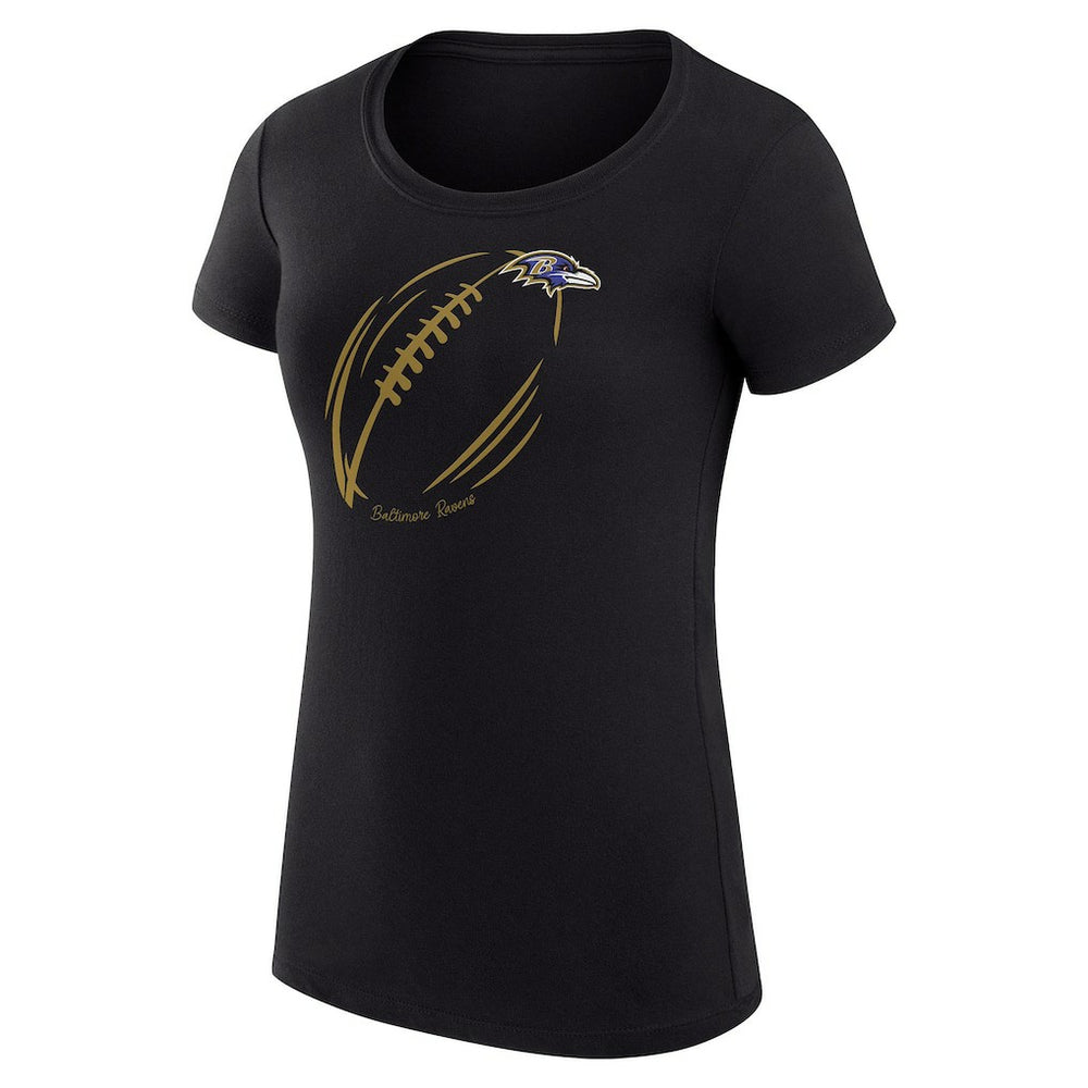 G-III 4Her by Carl Banks Women's Super-Slim Fit Lightweight Subtle Football T-Shirt - Baltimore Ravens
