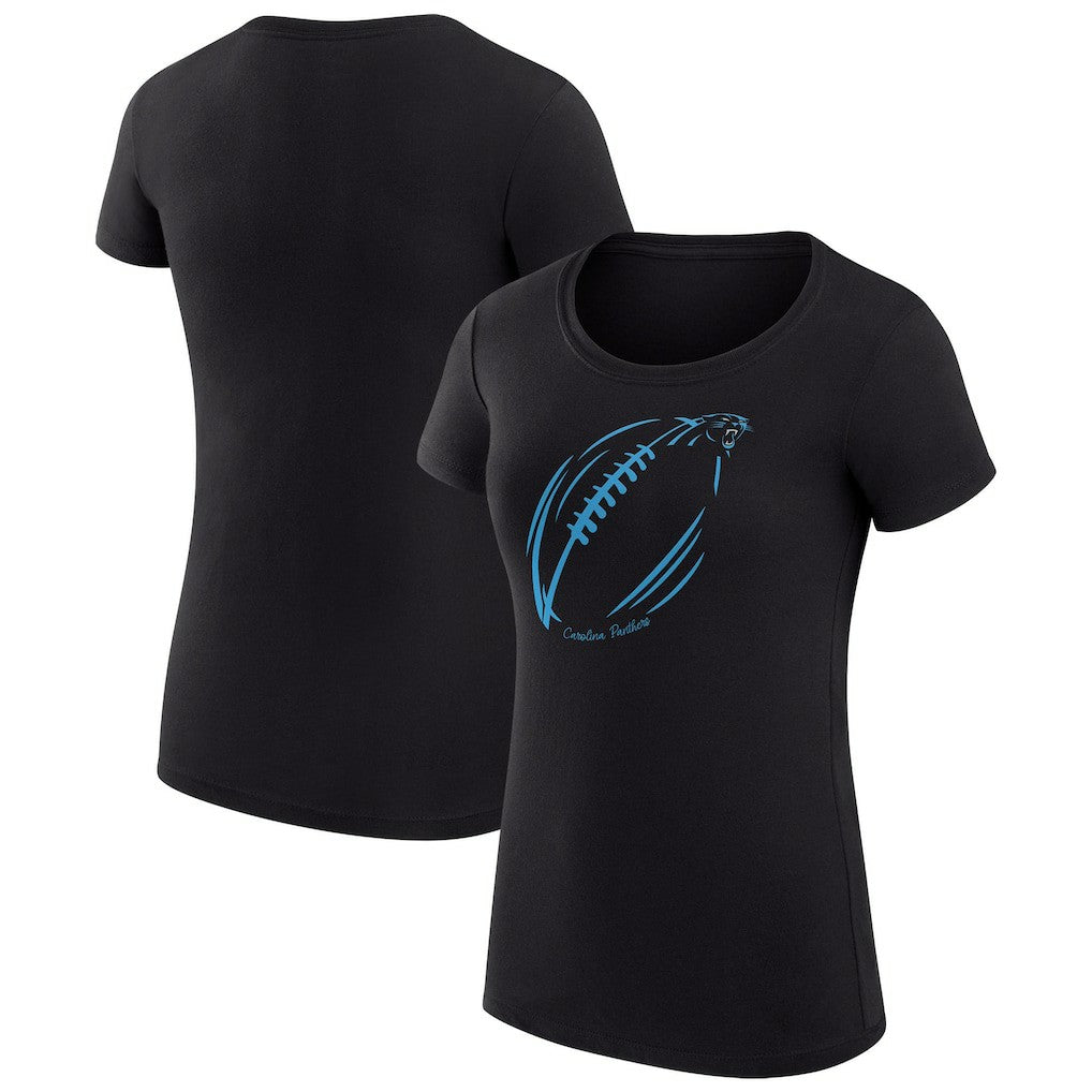 G-III 4Her by Carl Banks Women's Super-Slim Fit Lightweight Subtle Football T-Shirt - Carolina Panthers