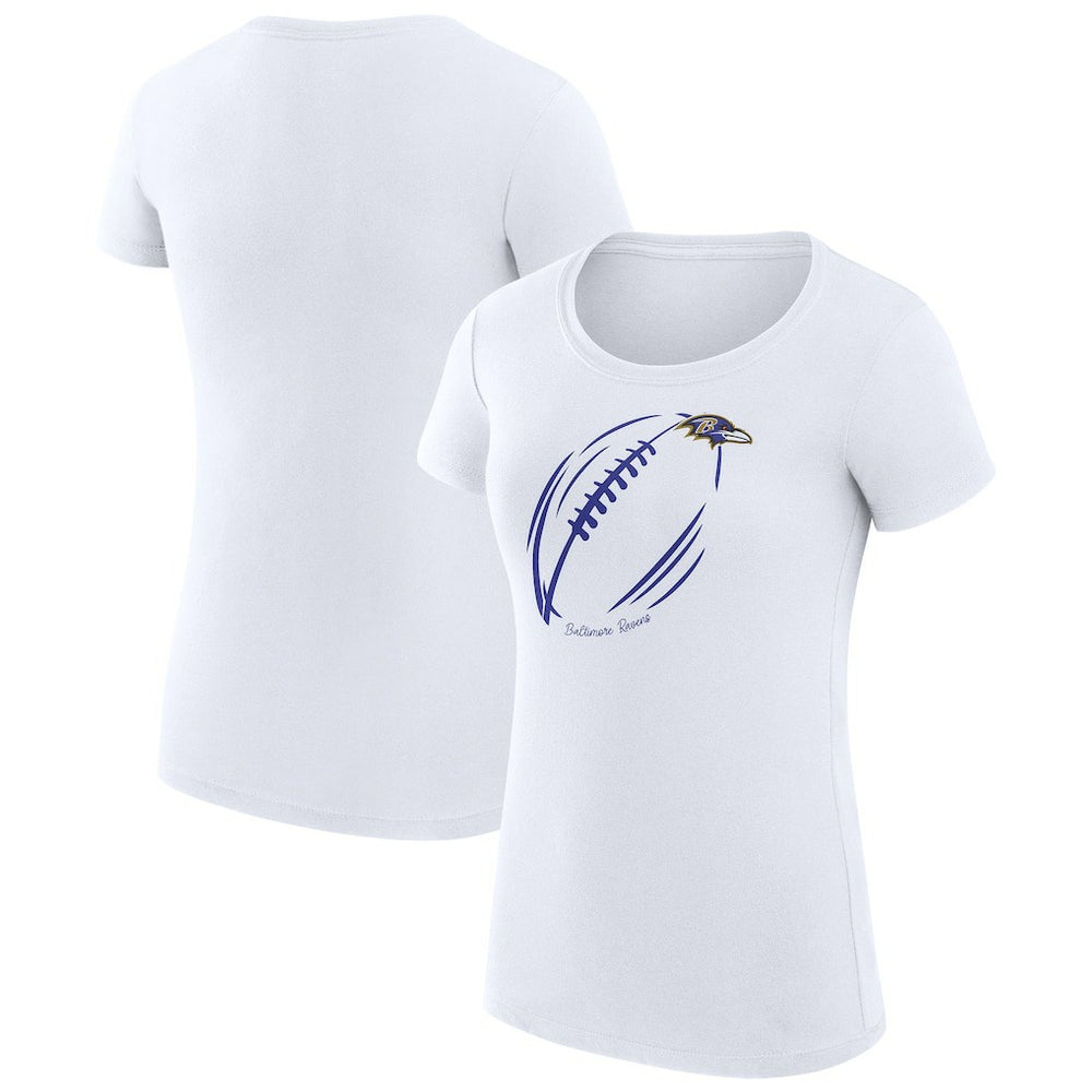 G-III 4Her by Carl Banks Women's Super-Slim Fit Lightweight Subtle Football T-Shirt - Baltimore Ravens