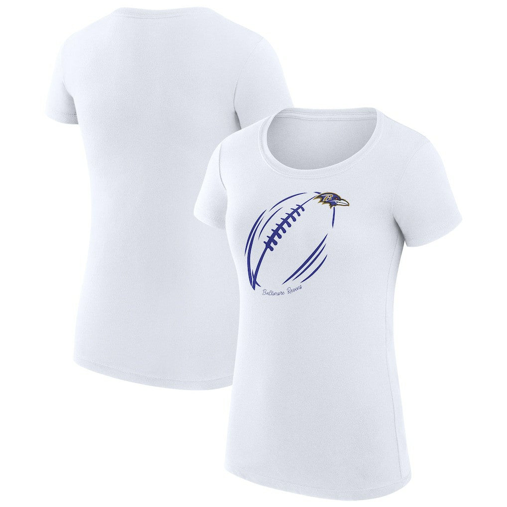 G-III 4Her by Carl Banks Women's Super-Slim Fit Lightweight Subtle Football T-Shirt - Baltimore Ravens