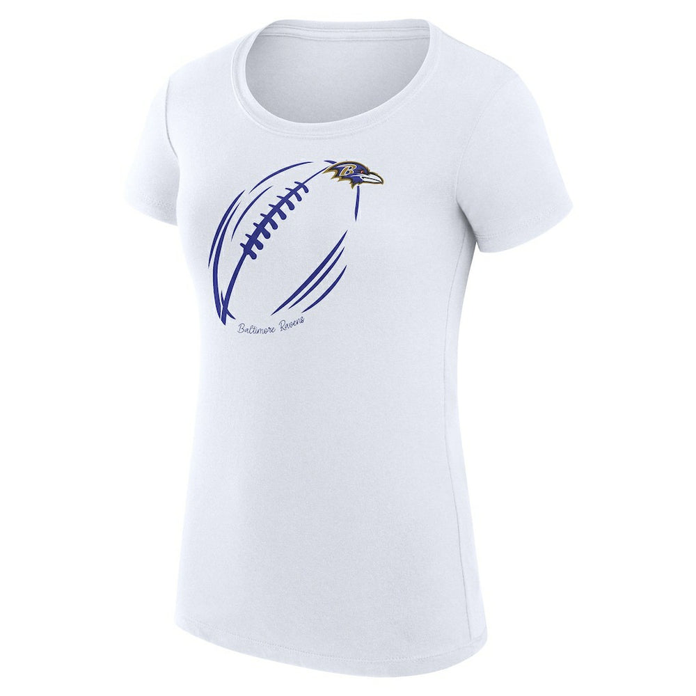 G-III 4Her by Carl Banks Women's Super-Slim Fit Lightweight Subtle Football T-Shirt - Baltimore Ravens