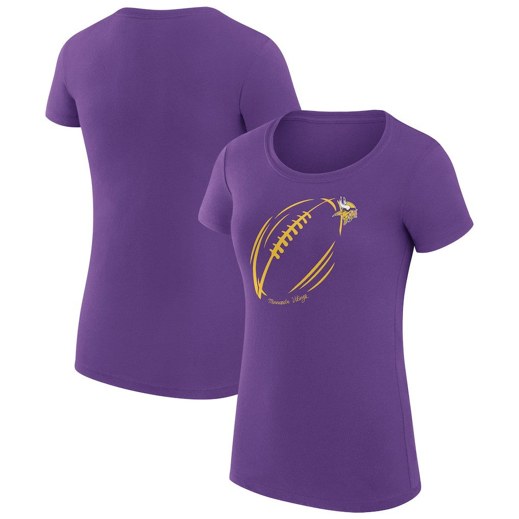 G-III 4Her by Carl Banks Women's Super-Slim Fit Lightweight Subtle Football T-Shirt - Minnesota Vikings
