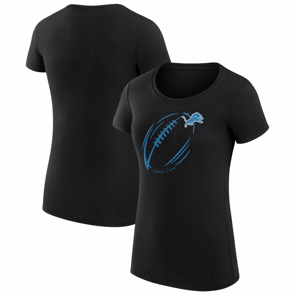 G-III 4Her by Carl Banks Women's Super-Slim Fit Lightweight Subtle Football T-Shirt - Detroit Lions