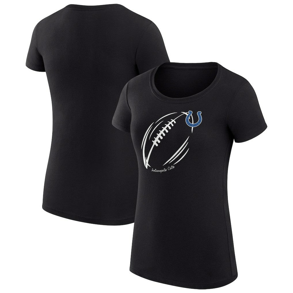 G-III 4Her by Carl Banks Women's Super-Slim Fit Lightweight Subtle Football T-Shirt - Indianapolis Colts