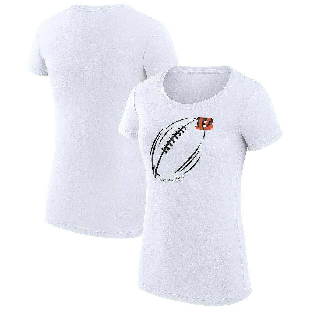 G-III 4Her by Carl Banks Women's Super-Slim Fit Lightweight Subtle Football T-Shirt - Cincinnati Bengals