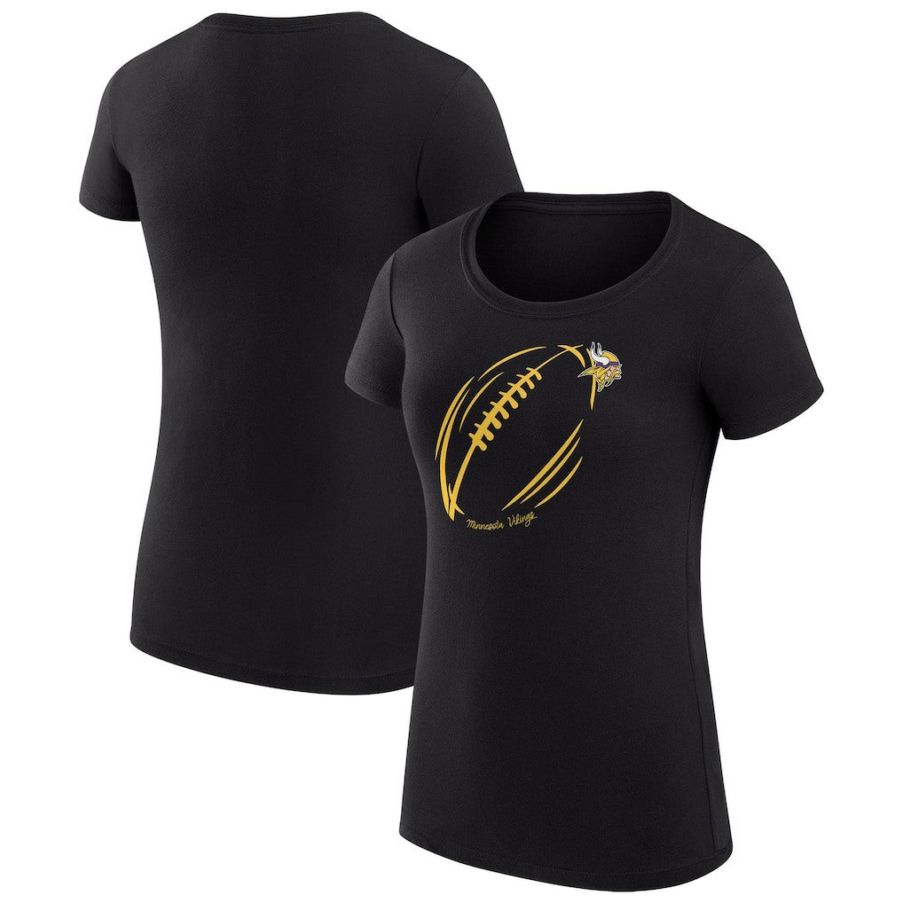 G-III 4Her by Carl Banks Women's Super-Slim Fit Lightweight Subtle Football T-Shirt - Minnesota Vikings
