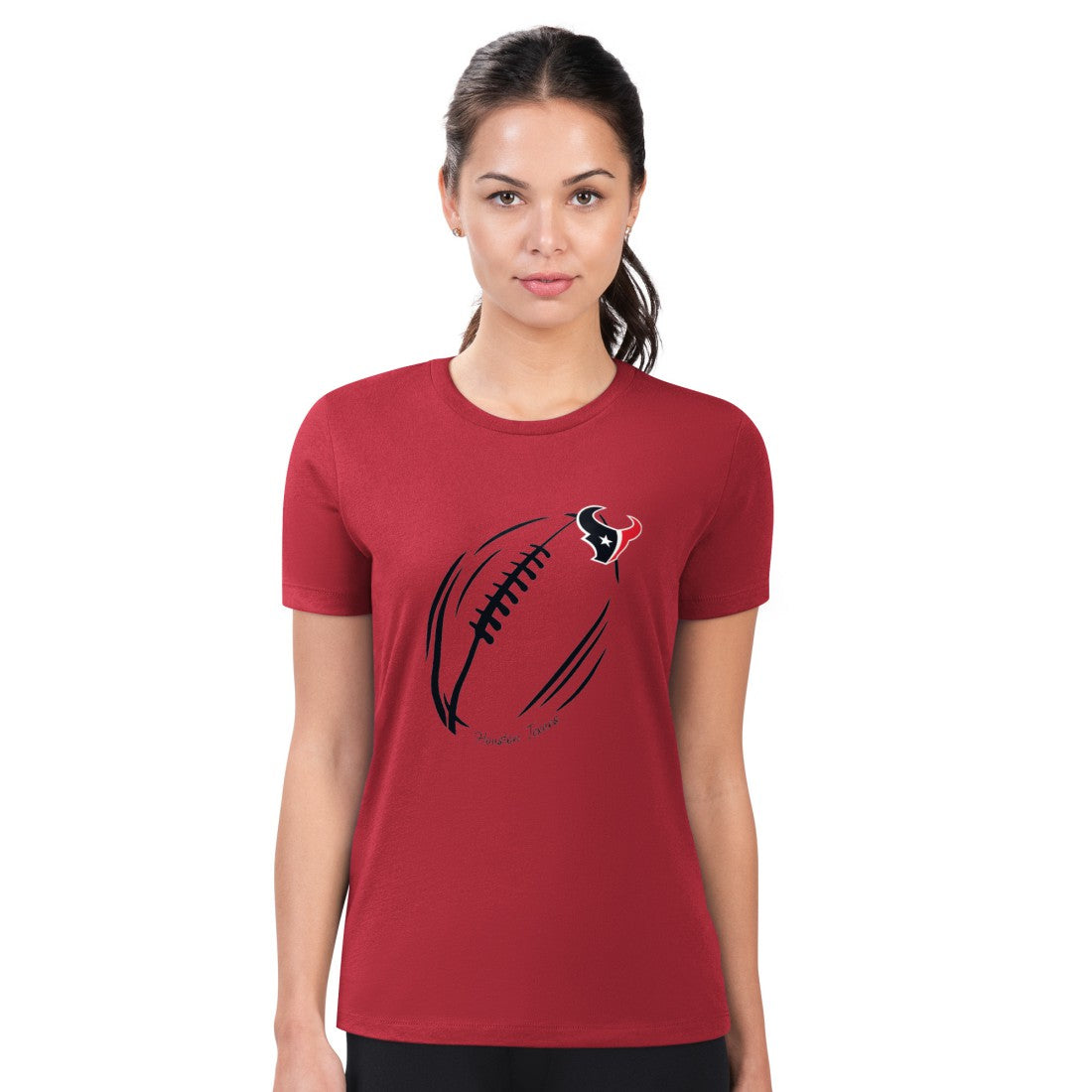 G-III 4Her by Carl Banks Women's Super-Slim Fit Lightweight Subtle Football T-Shirt - Houston Texans