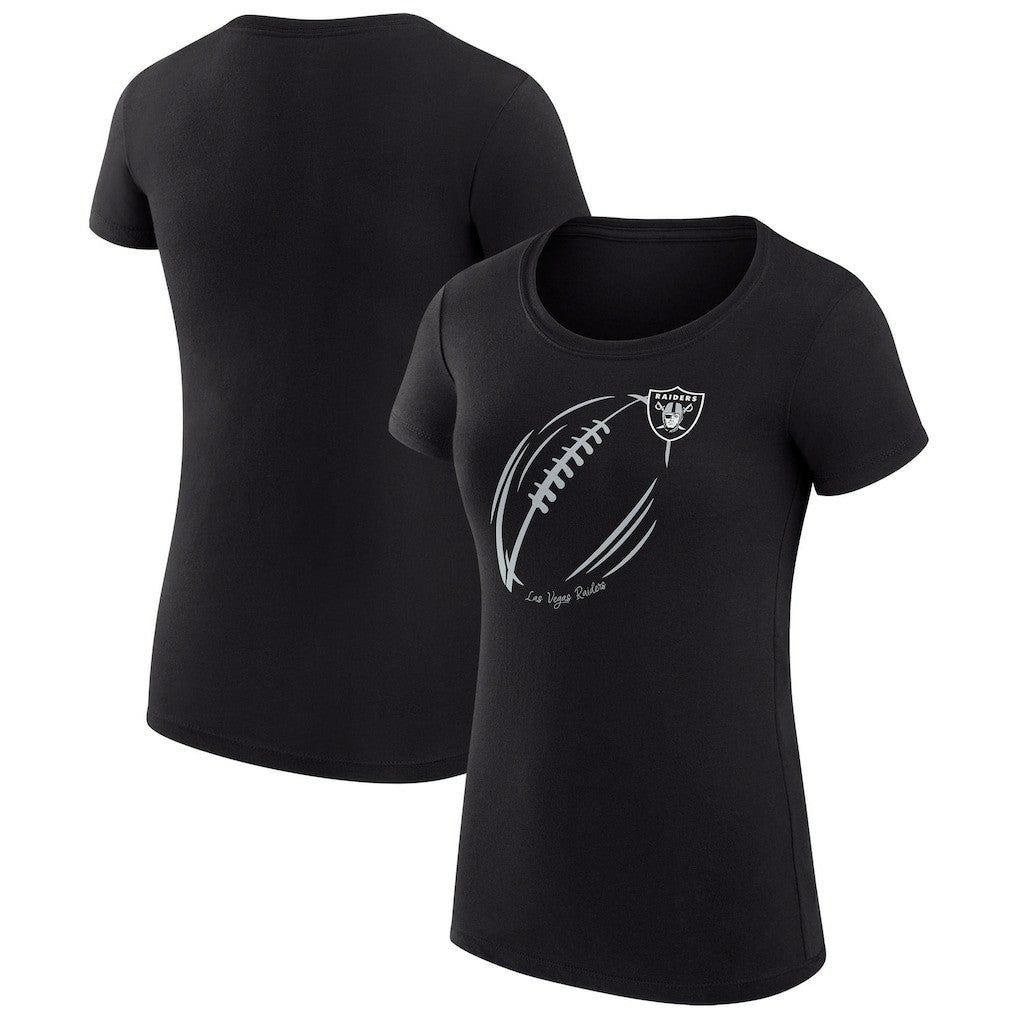 G-III 4Her by Carl Banks Women's Super-Slim Fit Lightweight Subtle Football T-Shirt - Las Vegas Raiders