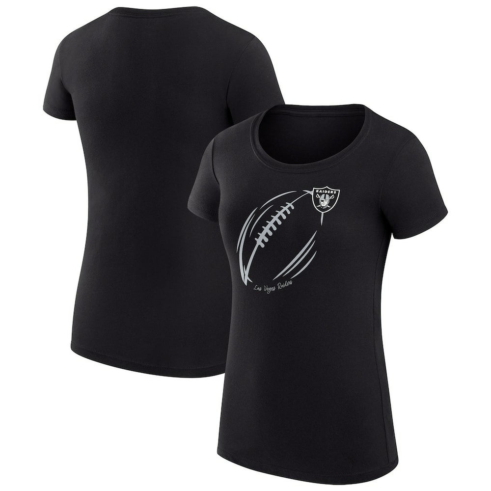 G-III 4Her by Carl Banks Women's Super-Slim Fit Lightweight Subtle Football T-Shirt - Las Vegas Raiders