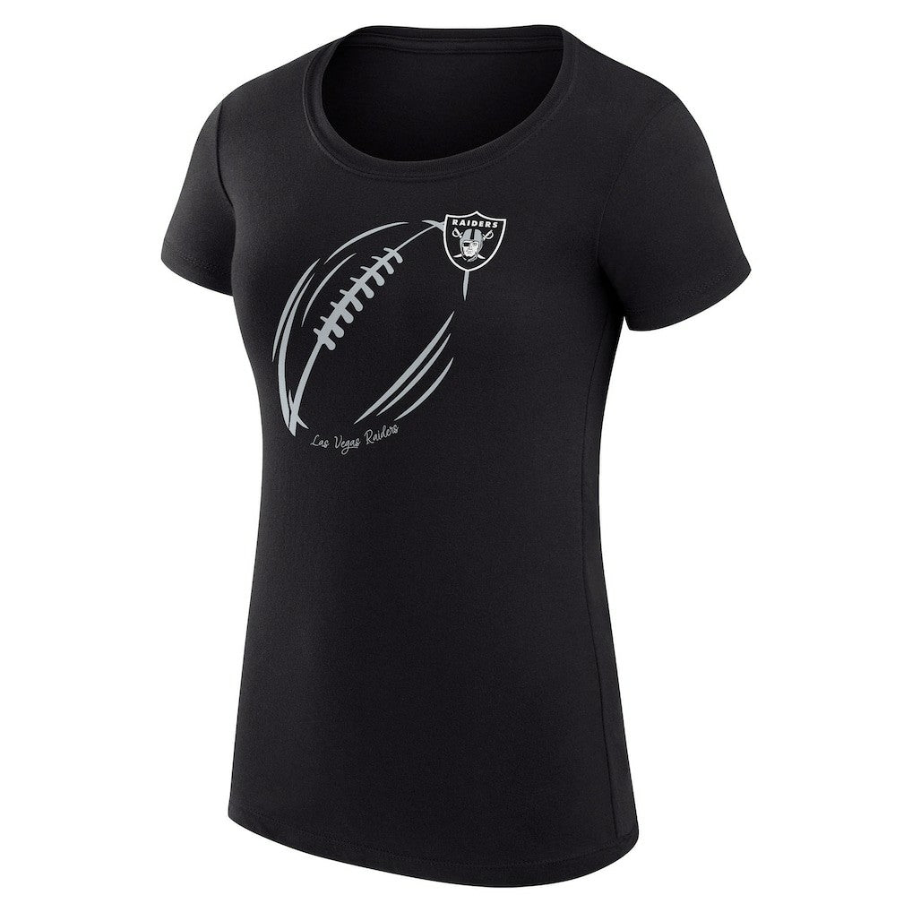 G-III 4Her by Carl Banks Women's Super-Slim Fit Lightweight Subtle Football T-Shirt - Las Vegas Raiders