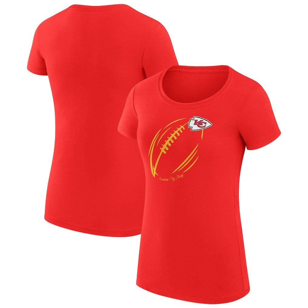 G-III 4Her by Carl Banks Women's Super-Slim Fit Lightweight Subtle Football T-Shirt - Kansas City Chiefs