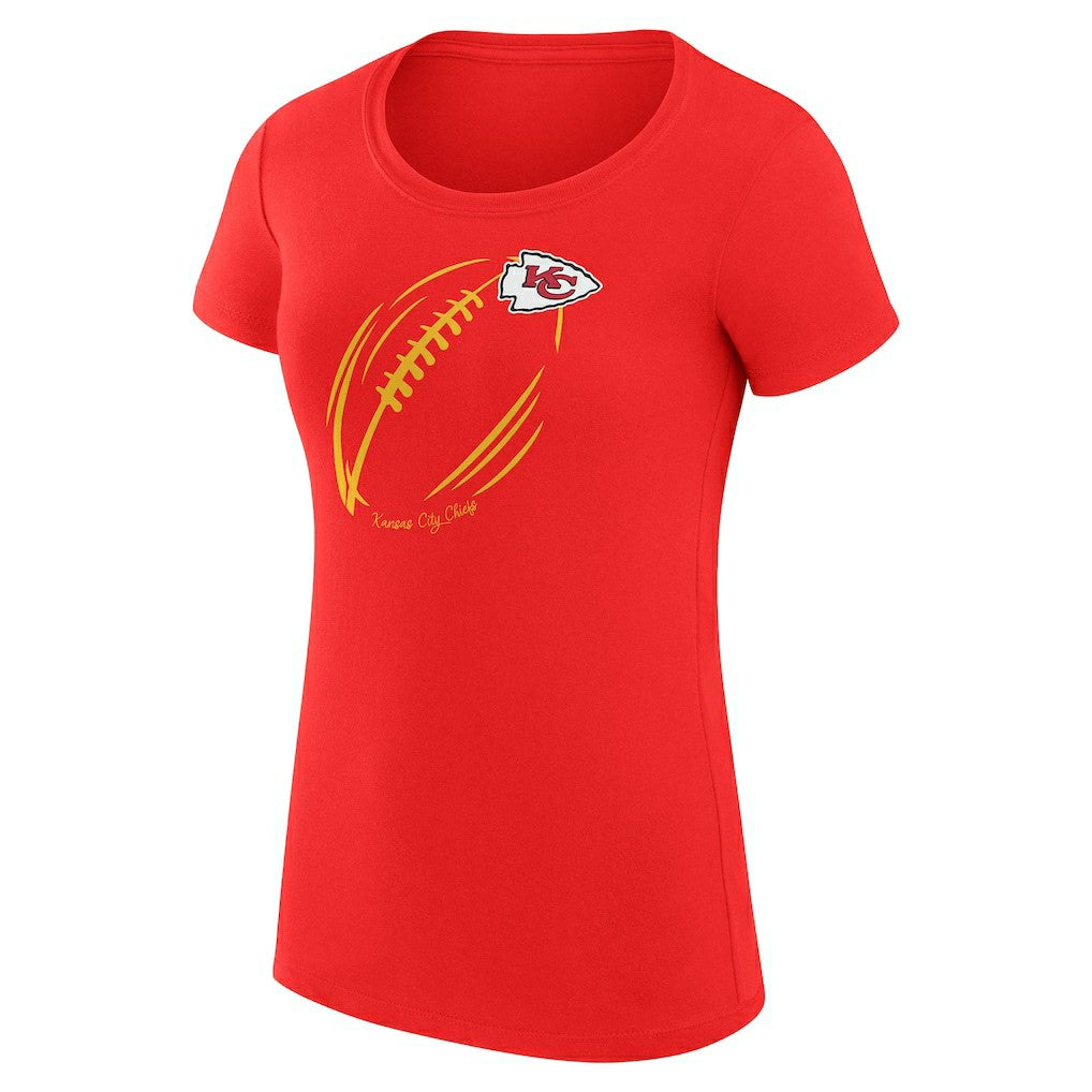 G-III 4Her by Carl Banks Women's Super-Slim Fit Lightweight Subtle Football T-Shirt - Kansas City Chiefs
