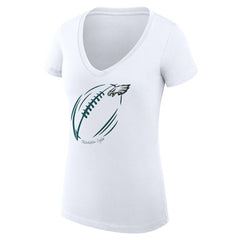 G-III 4Her by Carl Banks Women's Super-Slim Fit Lightweight Subtle Football V-Neck T-Shirt - Philadelphia Eagles
