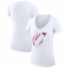 G-III 4Her by Carl Banks Women's Super-Slim Fit Lightweight Subtle Football V-Neck T-Shirt - Tampa Bay Buccaneers