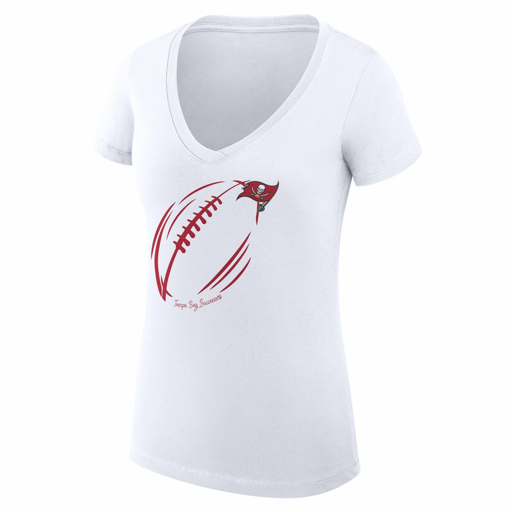 G-III 4Her by Carl Banks Women's Super-Slim Fit Lightweight Subtle Football V-Neck T-Shirt - Tampa Bay Buccaneers
