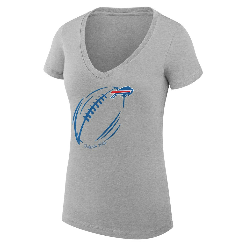 G-III 4Her by Carl Banks Women's Super-Slim Fit Lightweight Subtle Football V-Neck T-Shirt - Buffalo Bills