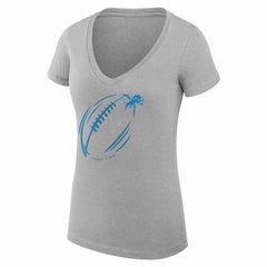 G-III 4Her by Carl Banks Women's Super-Slim Fit Lightweight Subtle Football V-Neck T-Shirt - Detroit Lions