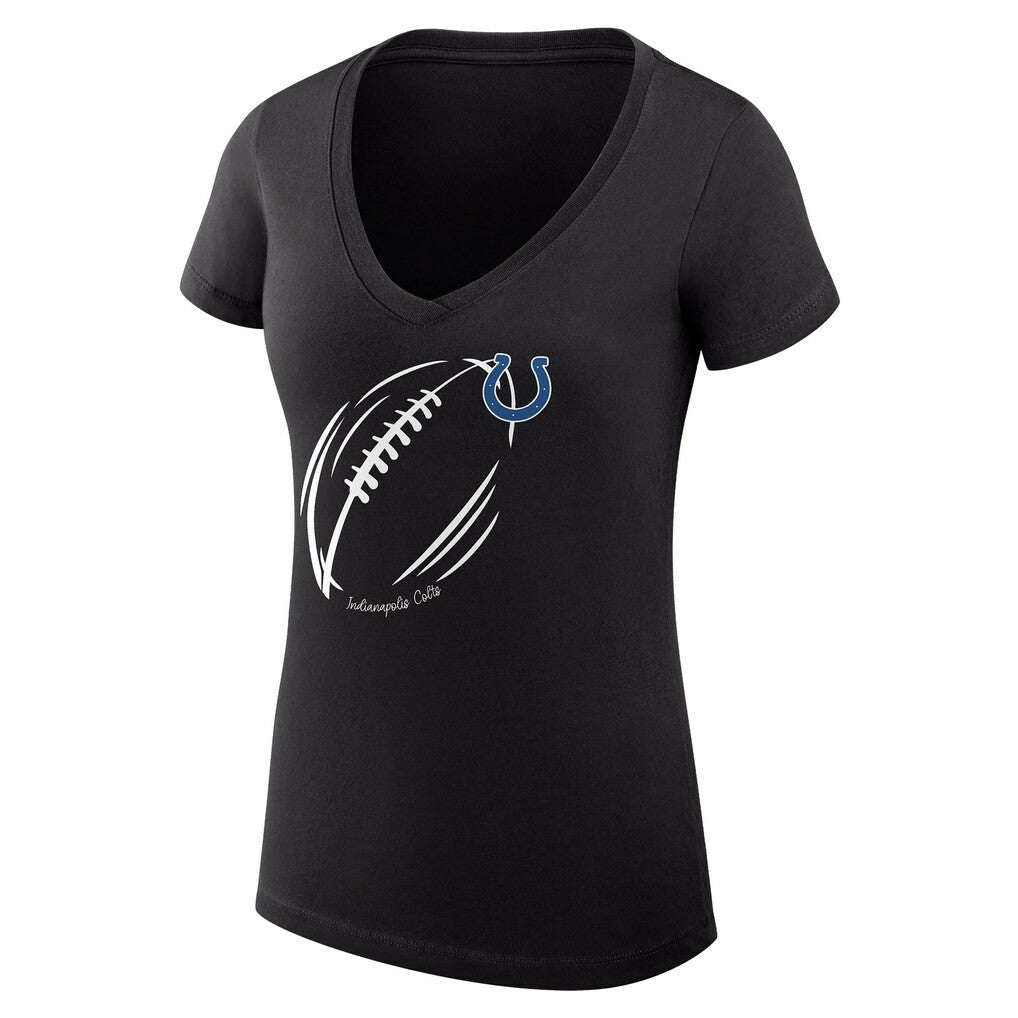 G-III 4Her by Carl Banks Women's Super-Slim Fit Lightweight Subtle Football V-Neck T-Shirt - Indianapolis Colts
