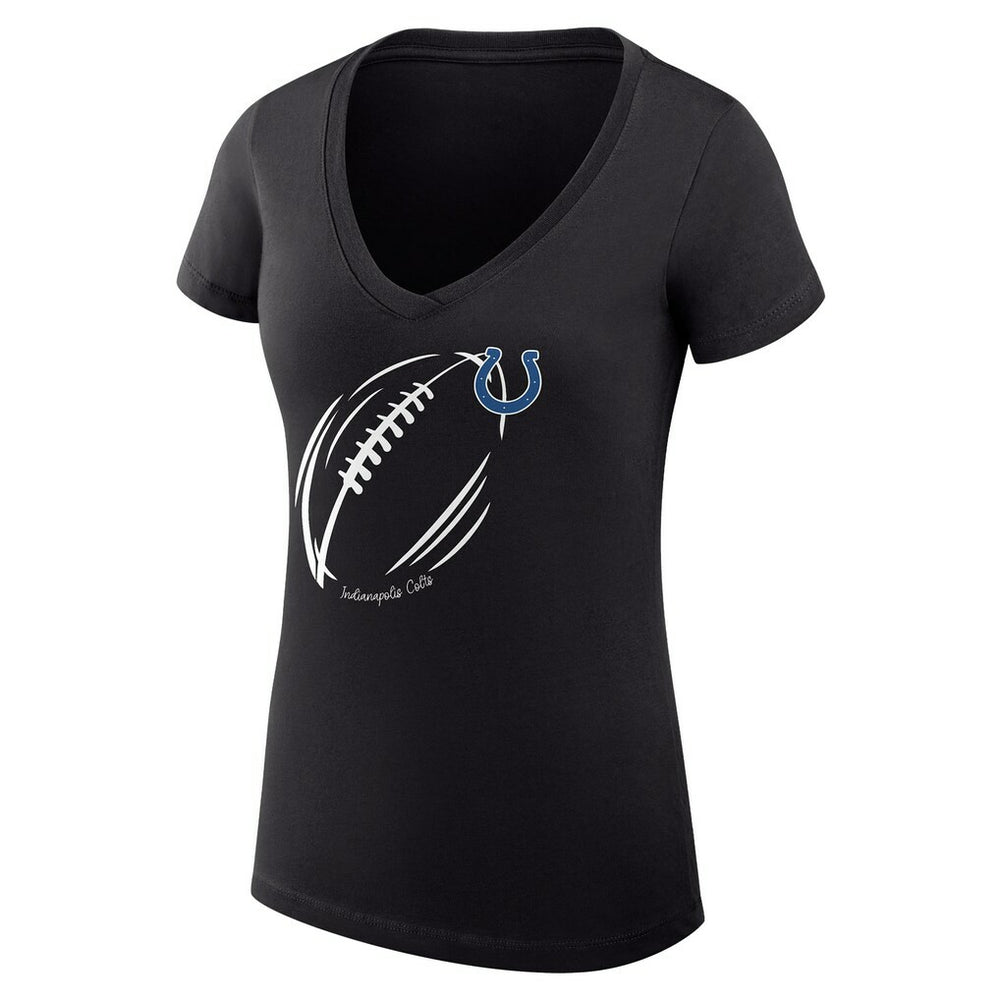 G-III 4Her by Carl Banks Women's Super-Slim Fit Lightweight Subtle Football V-Neck T-Shirt - Indianapolis Colts