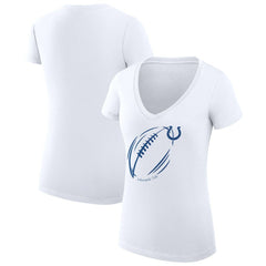 G-III 4Her by Carl Banks Women's Super-Slim Fit Lightweight Subtle Football V-Neck T-Shirt - Indianapolis Colts